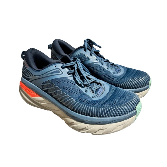 Hoka One One Bondi 7 Men's Athletic Running Shoe Workout Sneaker Blue Size 11 - Picture 2 of 8